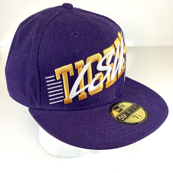 LSU Tigers New Era 59FIFTY Purple Embroidered Hat Fitted Size 7 1/2 Hat EXC! - Picture 2 of 9